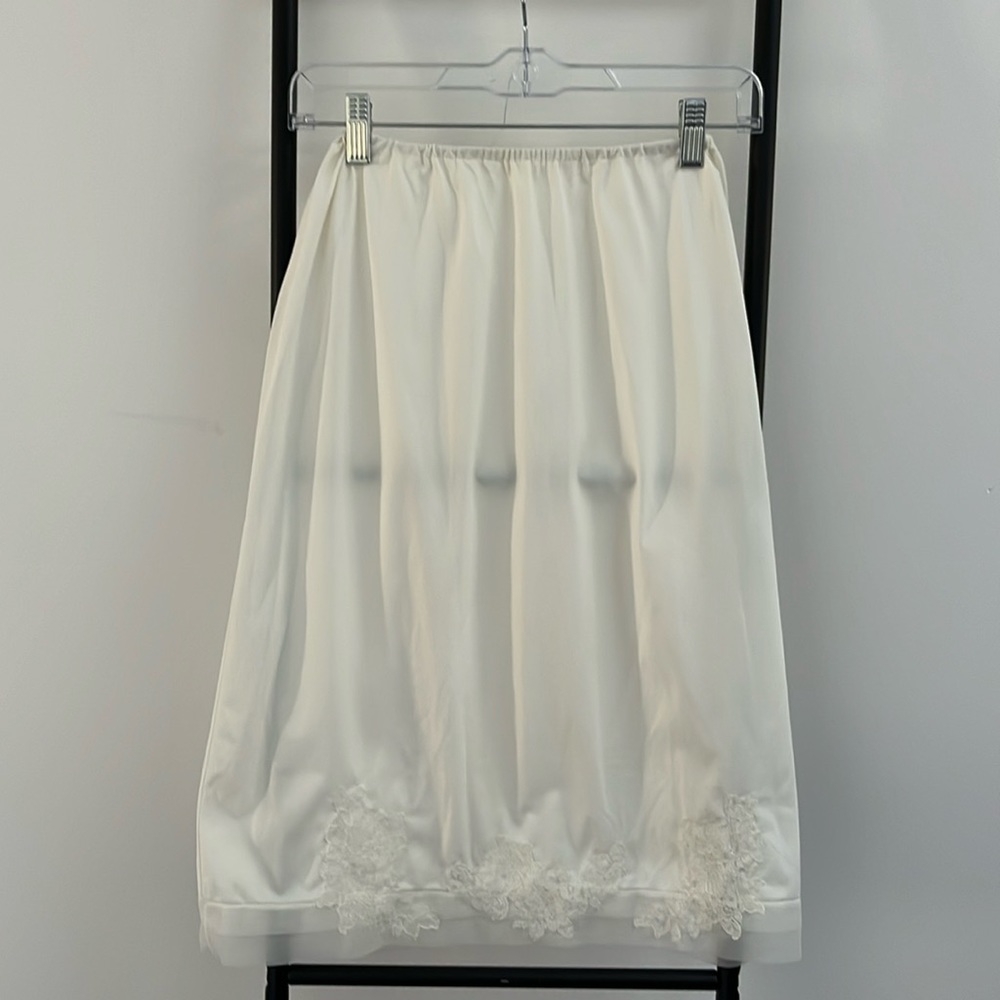 Vintage 60s Van Raalte Cream Suavette Nylon Lace Half Slip Women Size M